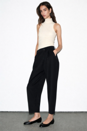 kruvaze kapama yüksek bel pantolon siyah 3