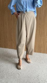 kruvaze kapama yüksek bel pantolon bej