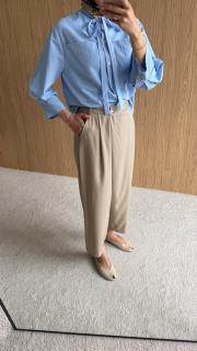 kruvaze kapama yüksek bel pantolon bej 4