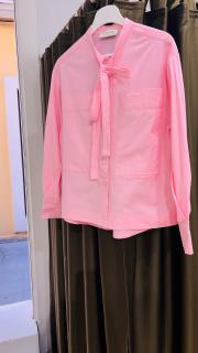 oval kesim bağcıklı gömlek pembe 4