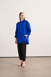 luna linen gömlek indigo mavi