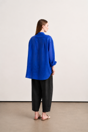 luna linen gömlek indigo mavi 2