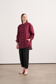 luna linen gömlek bordo