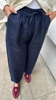 luna linen pantolon lacivert