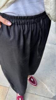 luna linen pantolon siyah