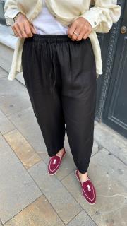 luna linen pantolon siyah 2