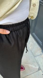 luna linen pantolon siyah 3