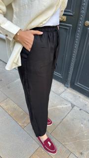 luna linen pantolon siyah 4