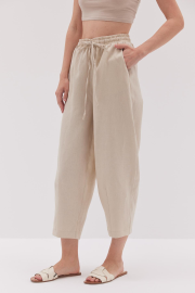 luna linen pantolon bej