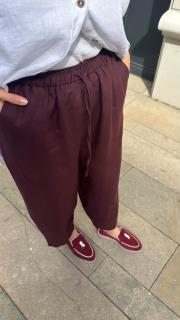 luna linen pantolon bordo