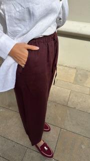 luna linen pantolon bordo 4