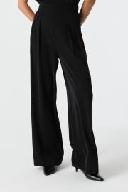 yüksek bel geniş paça dökümlü pantolon siyah