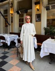 yeni sezon crop gömlekli takım kırık beyaz