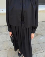 yeni sezon crop gömlekli takım siyah 4