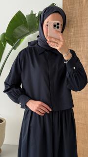 crop gömlek lacivert