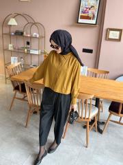 crop gömlek hardal 3