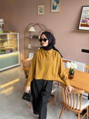 crop gömlek hardal 4