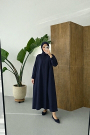 pamuk saten gömlek elbise lacivert 9