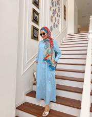 yeni sezon tam boy gömlek elbise mavi 2