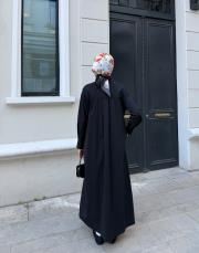 pamuk saten gömlek elbise siyah 6