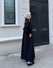 pamuk saten gömlek elbise siyah 7