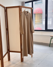 pamuk saten gömlek elbise bej