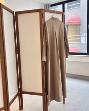 pamuk saten gömlek elbise bej 2