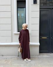 yeni sezon tam boy gömlek elbise bordo