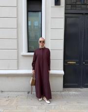 yeni sezon tam boy gömlek elbise bordo 2