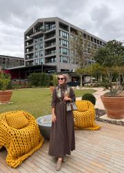 ipeksi gömlek elbise kahve