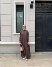 ipeksi gömlek elbise kahve 3