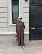 ipeksi gömlek elbise kahve 4