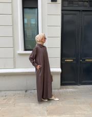 ipeksi gömlek elbise kahve 6