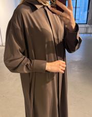 ipeksi gömlek elbise kahve 8