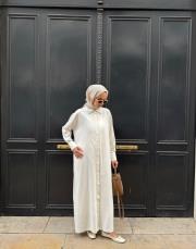 ipeksi gömlek elbise kırık beyaz