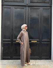 ipeksi gömlek elbise koyu vizon 2