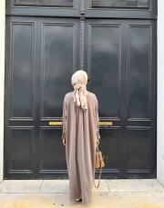 ipeksi gömlek elbise koyu vizon 3