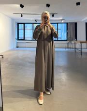 ipeksi gömlek elbise koyu vizon 4