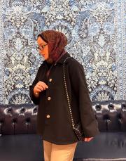 a kesim cotton kısa trençkot siyah 4