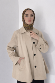 a kesim cotton trençkot bej