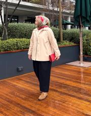 a kesim cotton kısa trençkot bej 2