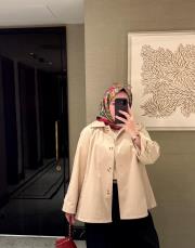 a kesim cotton kısa trençkot bej 4