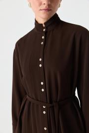 pile detaylı dökümlü gömlek acı kahve 7