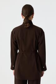 pile detaylı dökümlü gömlek acı kahve 8