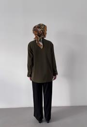 pile detaylı dökümlü gömlek haki 7