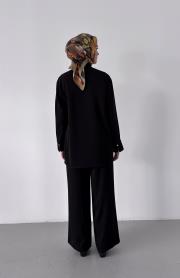 pile detaylı dökümlü gömlek siyah 5