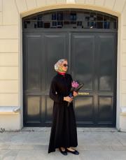 viscon büzgü detaylı elbise siyah 6